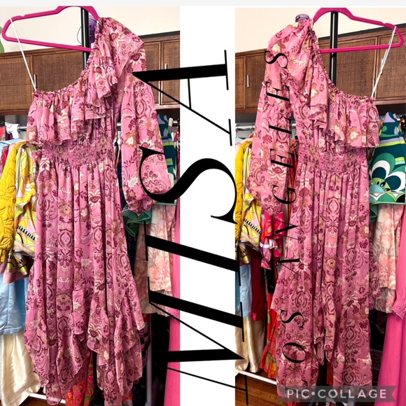 Misa Los Angeles Vola Dress in Cristobal Mirror Flora One Shoulder Ruffle Medium - Picture 3 of 9